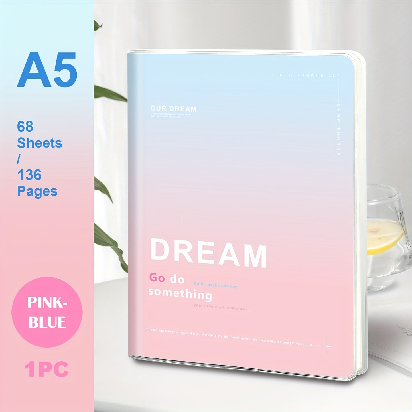 B5/A5 Waterproof Soft Cover Notebook – 136 Pages, Horizontal Line Journal