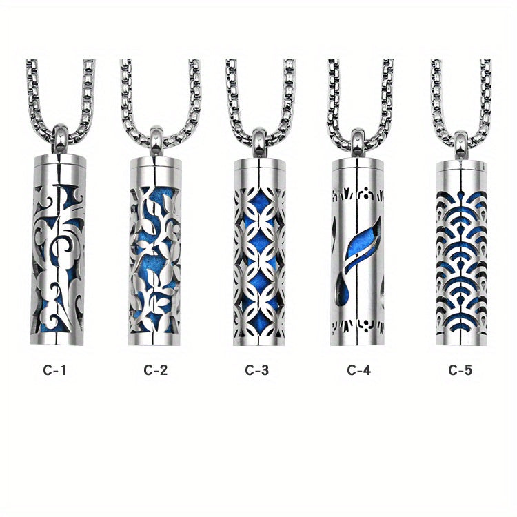 Stainless Steel Aromatherapy Diffuser Necklace – Floral Box Pendant for Essential Oils & Perfume