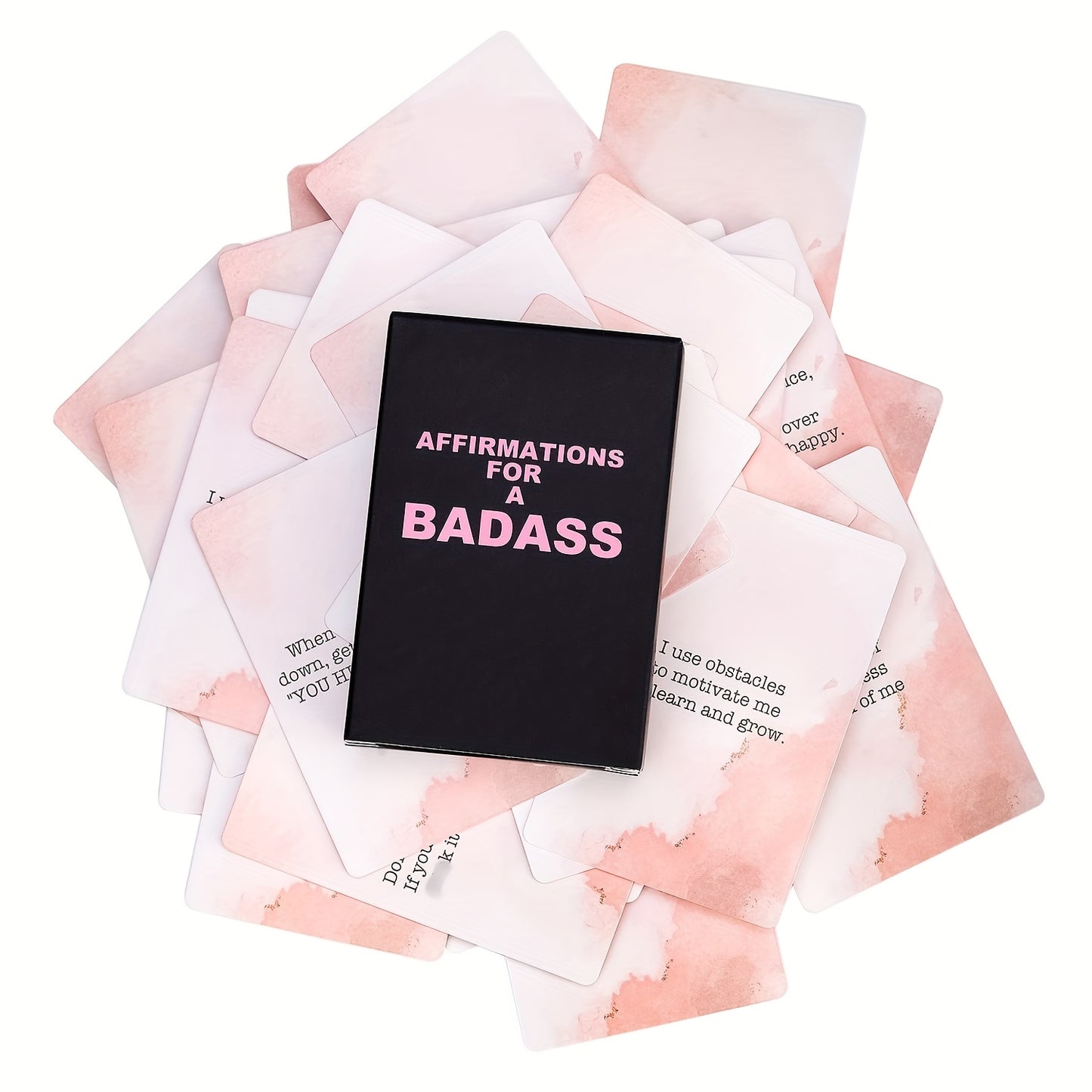 "Affirmations for a Badass" Daily Motivational Cards – Bold Pink & Black Design