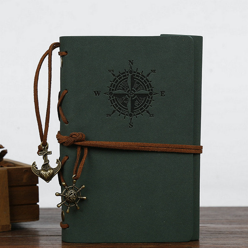 Vintage Pirate Anchors Spiral Notebook – Refillable PU Leather Journal