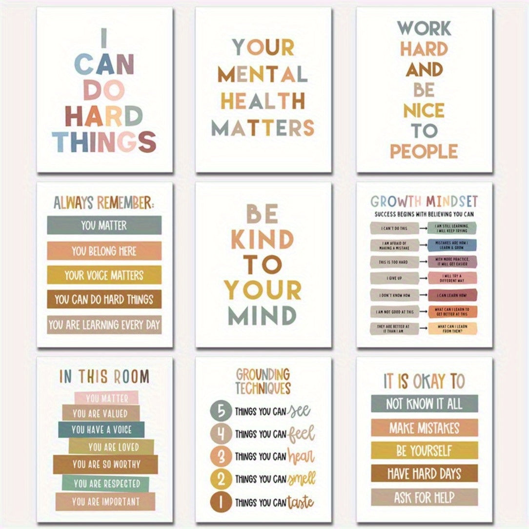 9-Piece Inspirational Quotes Poster Set