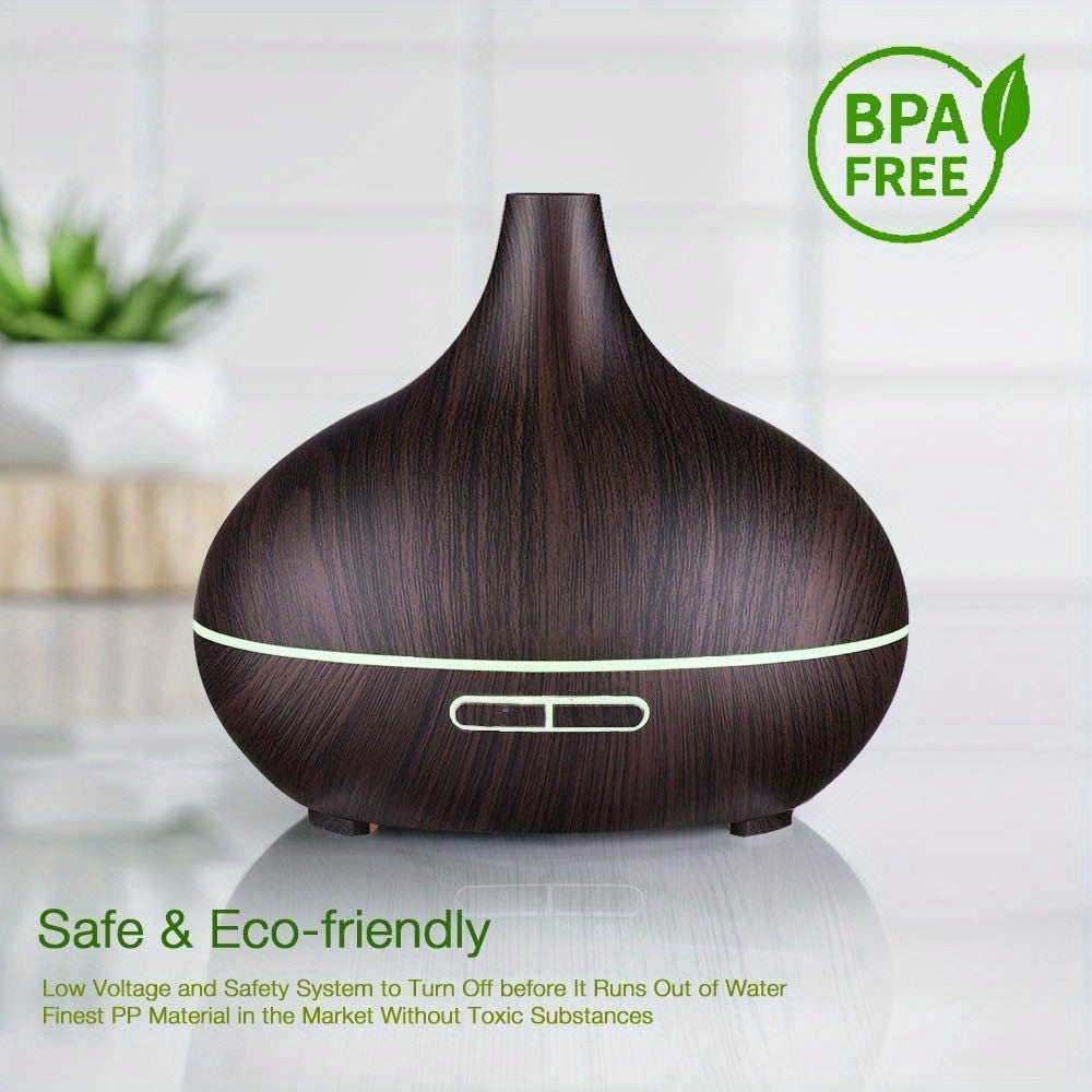 Aroma Diffuser – Large Room Ultrasonic Cool Mist Humidifier (Wood Color, 18.6 oz)