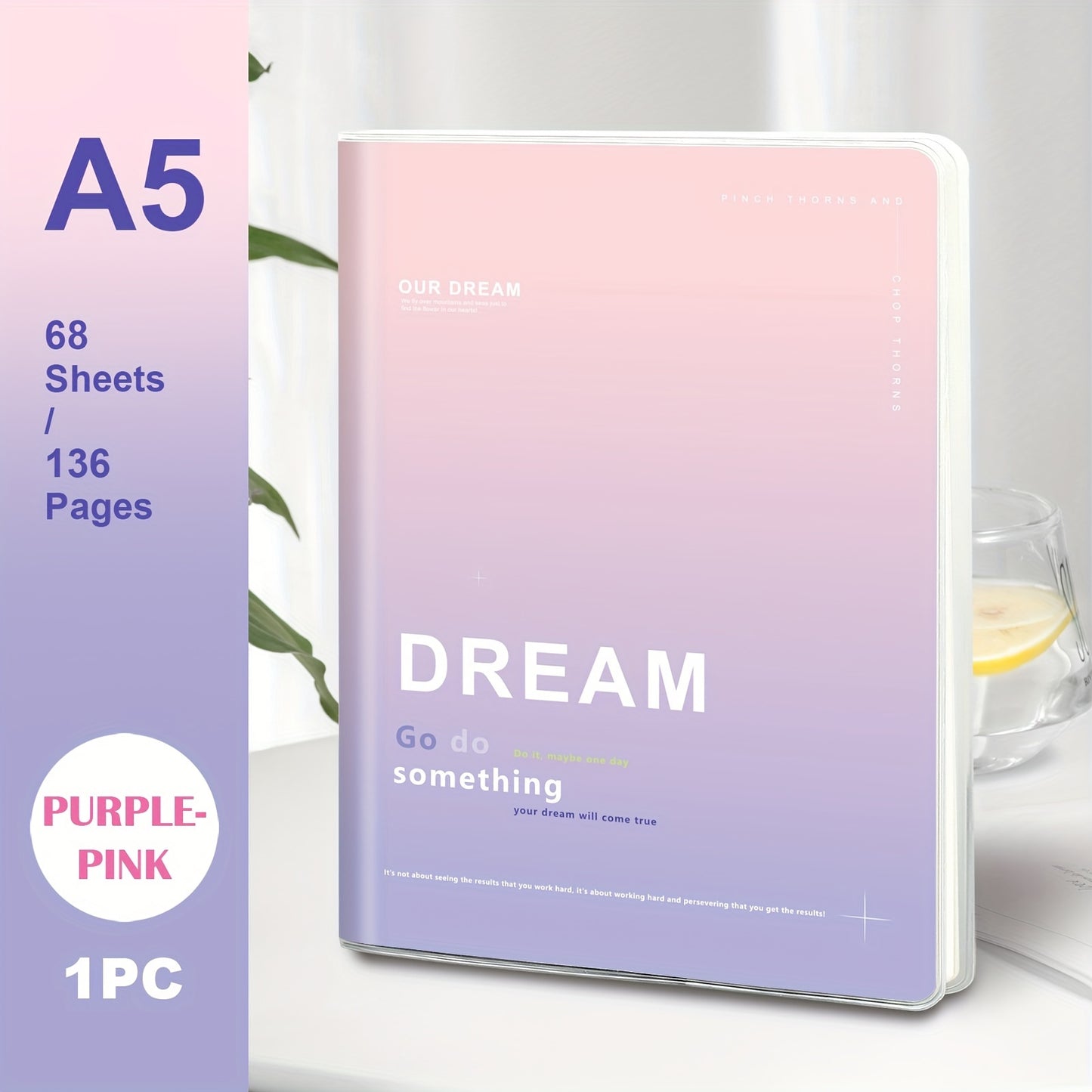 B5/A5 Waterproof Soft Cover Notebook – 136 Pages, Horizontal Line Journal