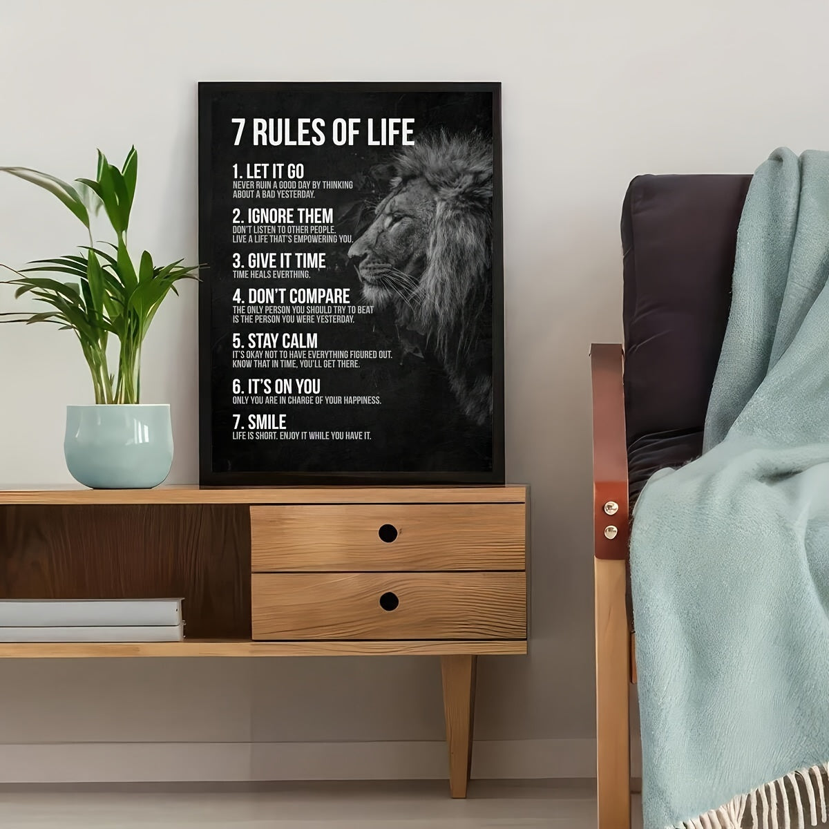 Framed “7 Rules of Life” Motivational Wall Art
