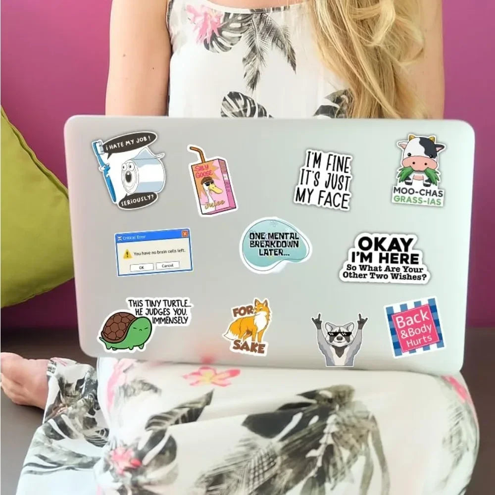 130 Funny Adult Quote Stickers – Waterproof Vinyl with Bold & Cheeky Sayings