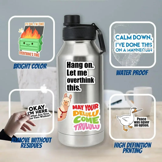 130 Funny Adult Quote Stickers – Waterproof Vinyl with Bold & Cheeky Sayings