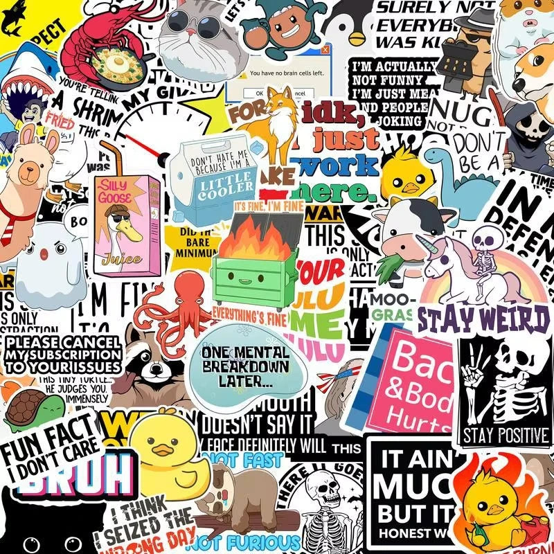 130 Funny Adult Quote Stickers – Waterproof Vinyl with Bold & Cheeky Sayings