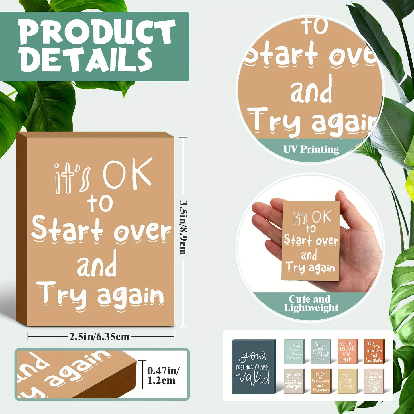 9pcs Mini Mental Health Reminder Prints
