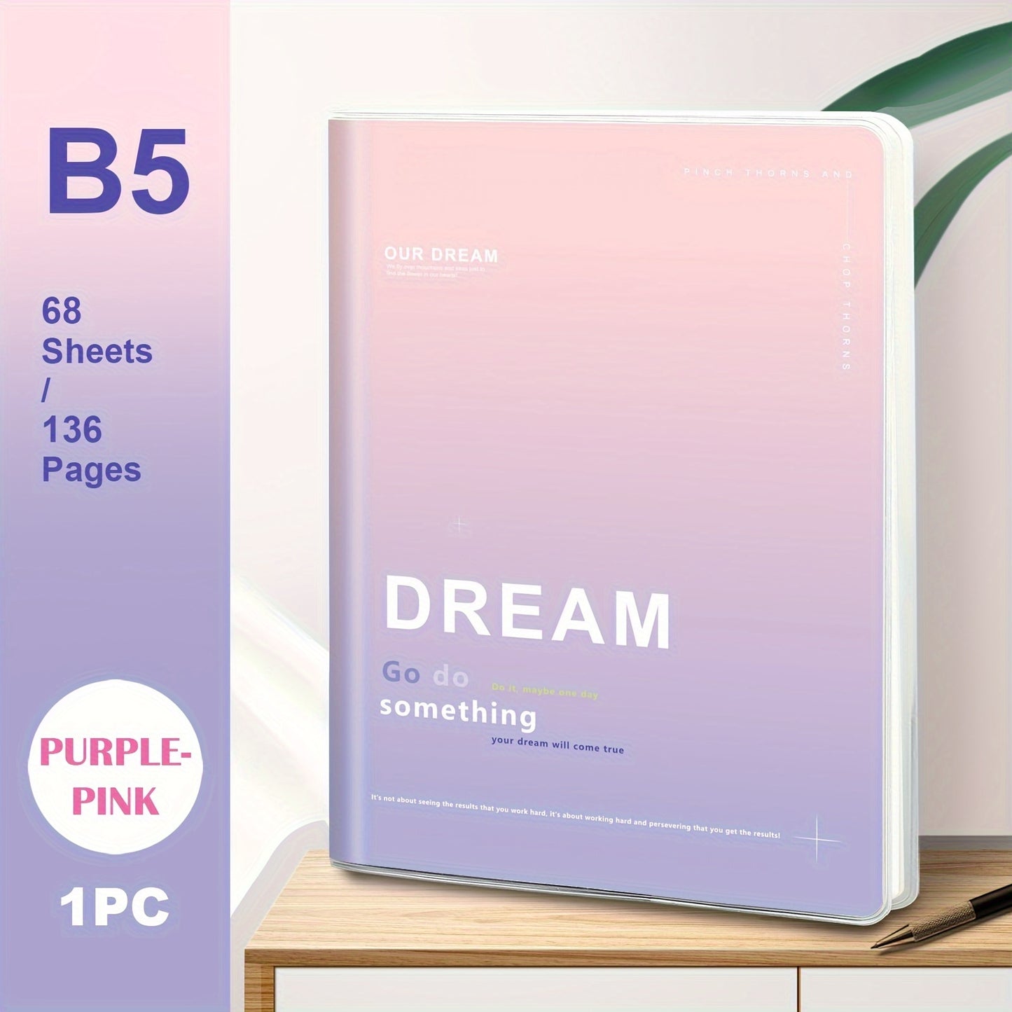 B5/A5 Waterproof Soft Cover Notebook – 136 Pages, Horizontal Line Journal
