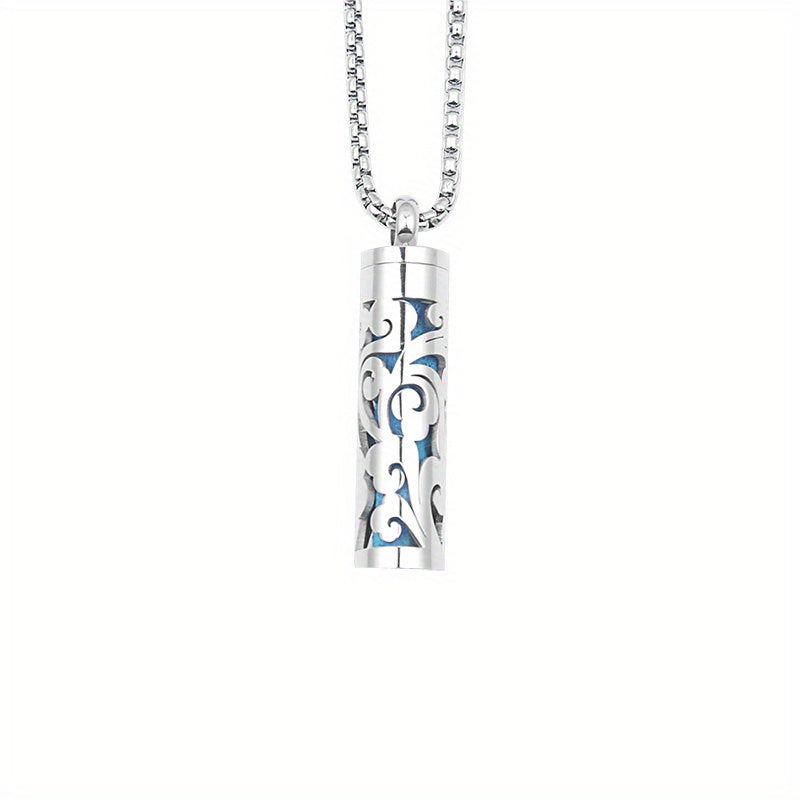 Stainless Steel Aromatherapy Diffuser Necklace – Floral Box Pendant for Essential Oils & Perfume