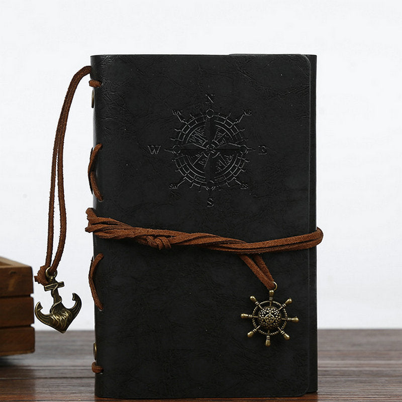 Vintage Pirate Anchors Spiral Notebook – Refillable PU Leather Journal