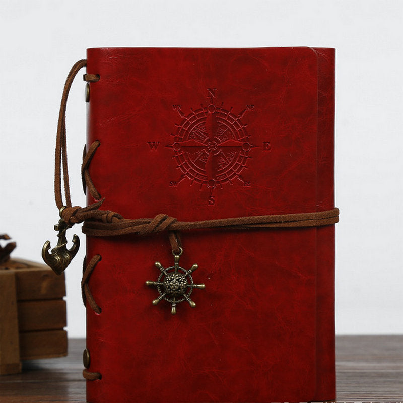 Vintage Pirate Anchors Spiral Notebook – Refillable PU Leather Journal