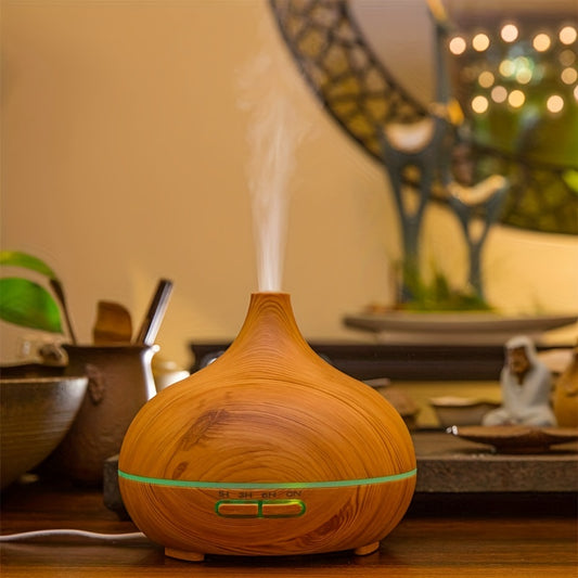 Aroma Diffuser – Large Room Ultrasonic Cool Mist Humidifier (Wood Color, 18.6 oz)
