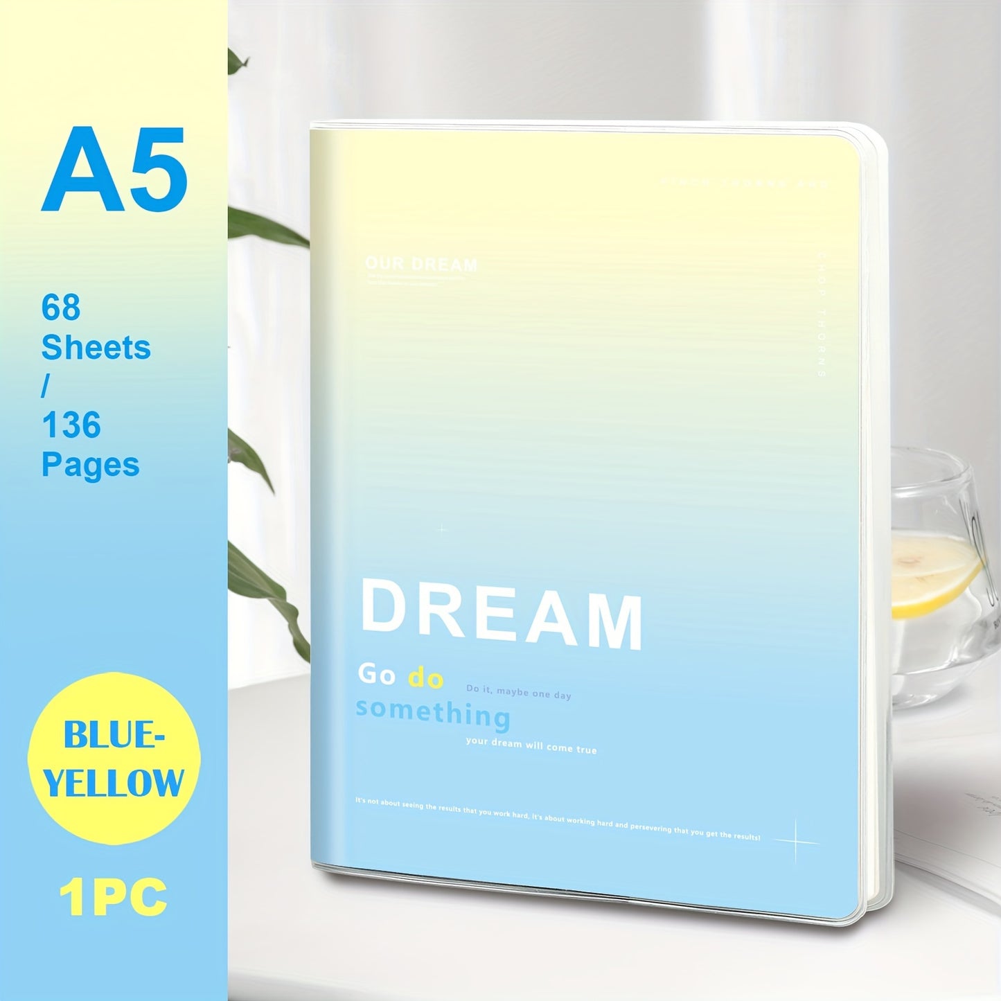 B5/A5 Waterproof Soft Cover Notebook – 136 Pages, Horizontal Line Journal