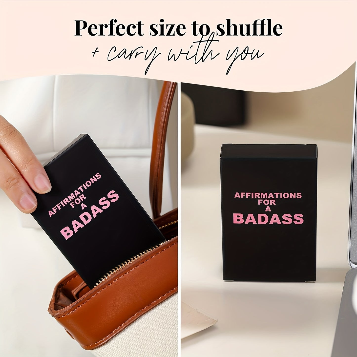 "Affirmations for a Badass" Daily Motivational Cards – Bold Pink & Black Design