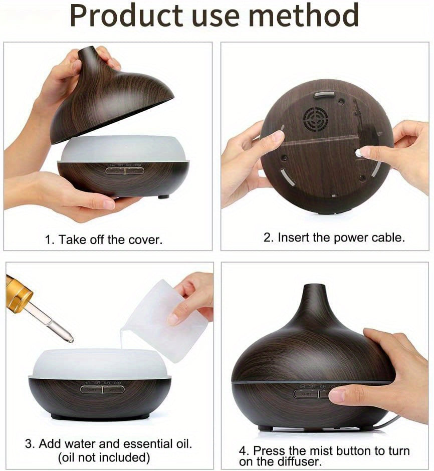 Aroma Diffuser – Large Room Ultrasonic Cool Mist Humidifier (Wood Color, 18.6 oz)