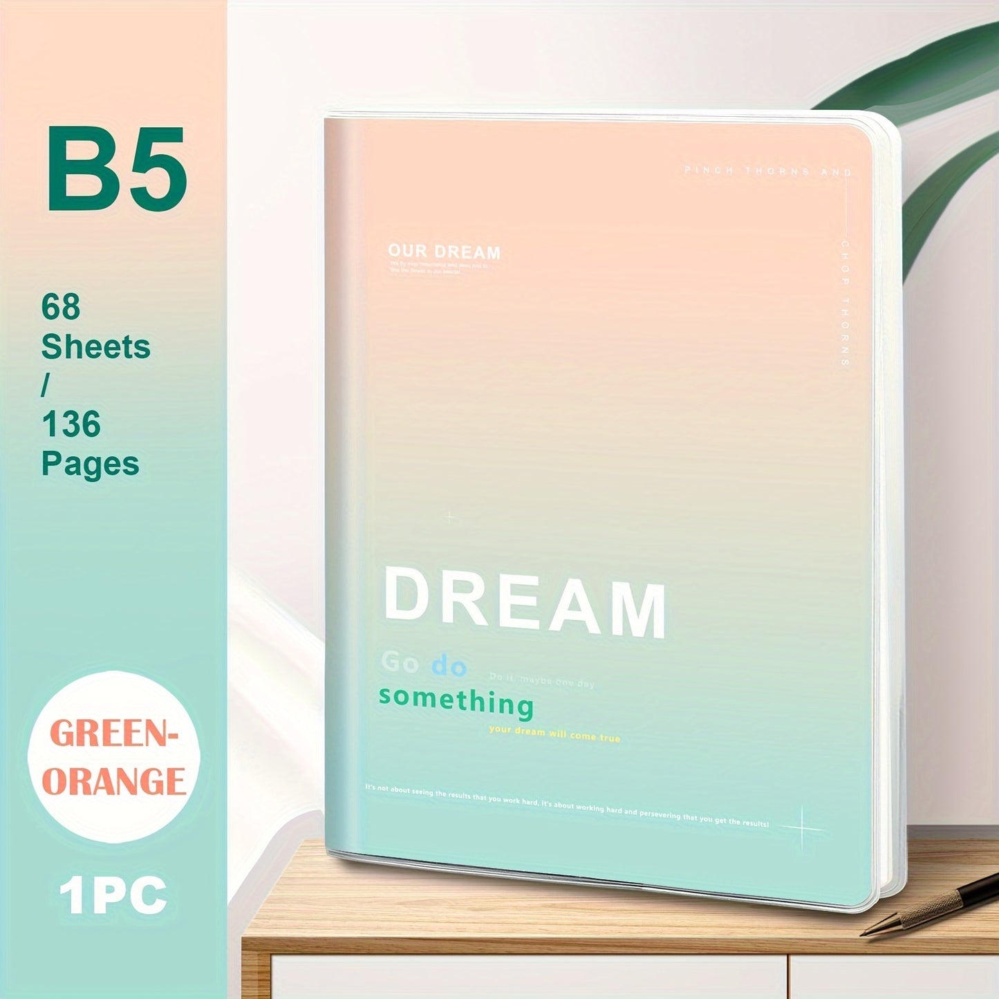 B5/A5 Waterproof Soft Cover Notebook – 136 Pages, Horizontal Line Journal