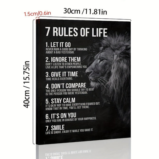Framed “7 Rules of Life” Motivational Wall Art