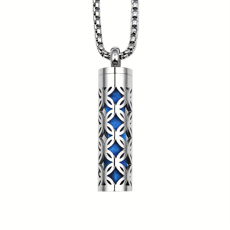 Stainless Steel Aromatherapy Diffuser Necklace – Floral Box Pendant for Essential Oils & Perfume