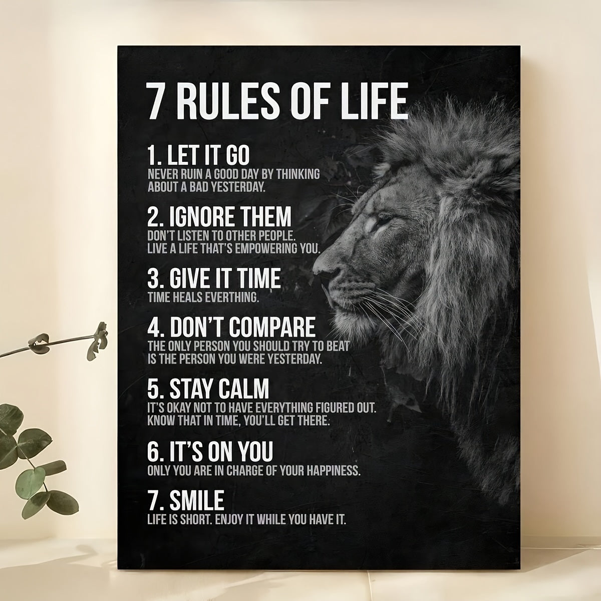 Framed “7 Rules of Life” Motivational Wall Art