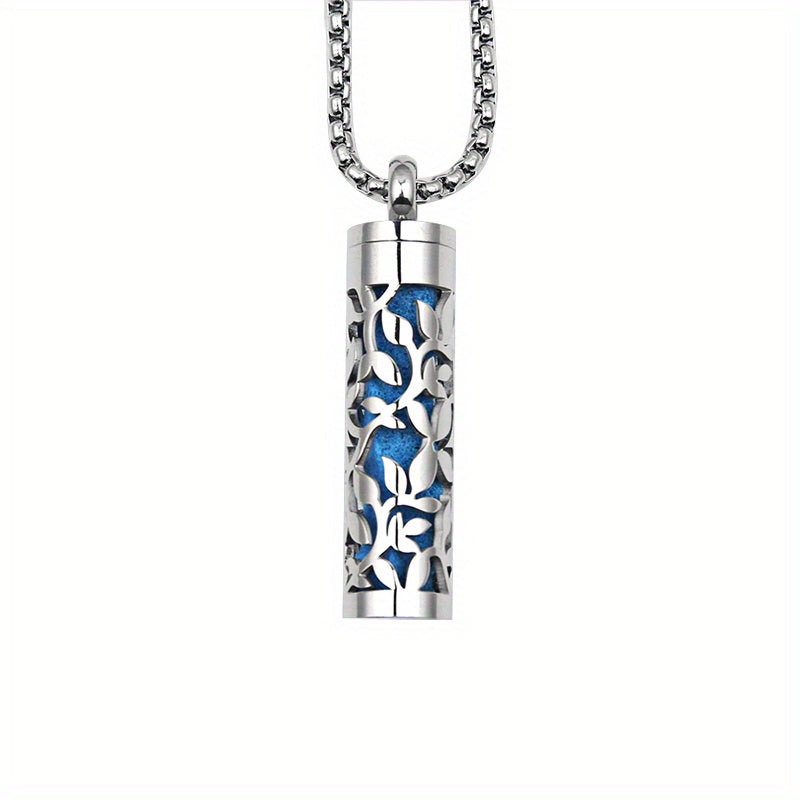 Stainless Steel Aromatherapy Diffuser Necklace – Floral Box Pendant for Essential Oils & Perfume