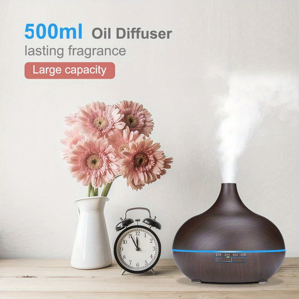 Aroma Diffuser – Large Room Ultrasonic Cool Mist Humidifier (Wood Color, 18.6 oz)
