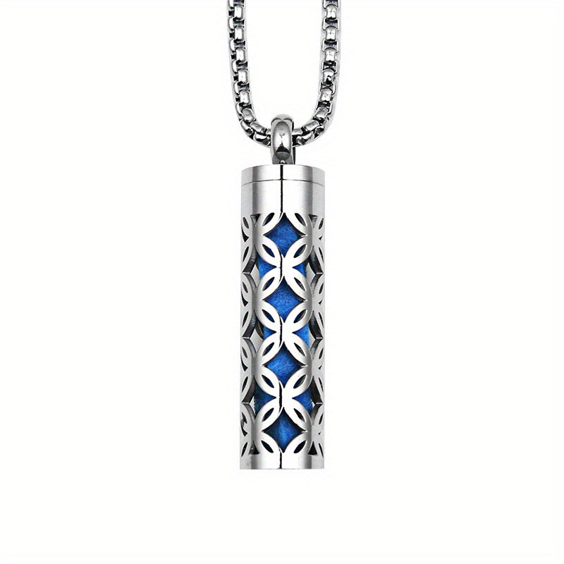Stainless Steel Aromatherapy Diffuser Necklace – Floral Box Pendant for Essential Oils & Perfume