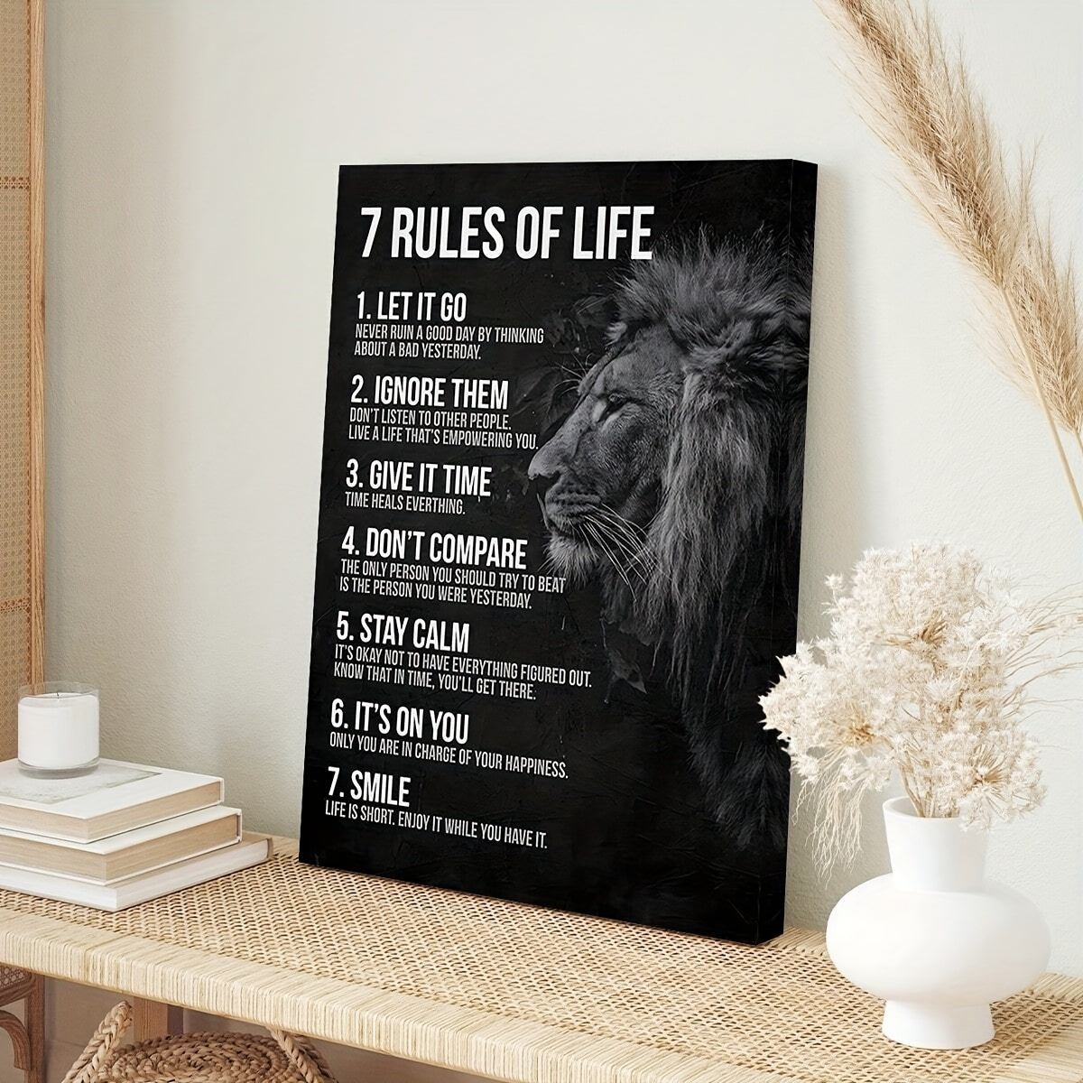 Framed “7 Rules of Life” Motivational Wall Art