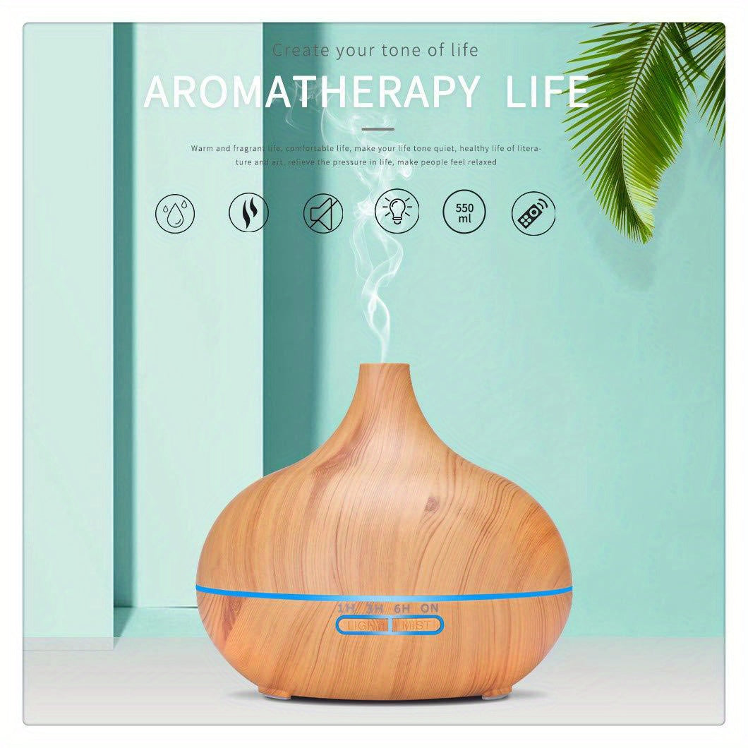 Aroma Diffuser – Large Room Ultrasonic Cool Mist Humidifier (Wood Color, 18.6 oz)