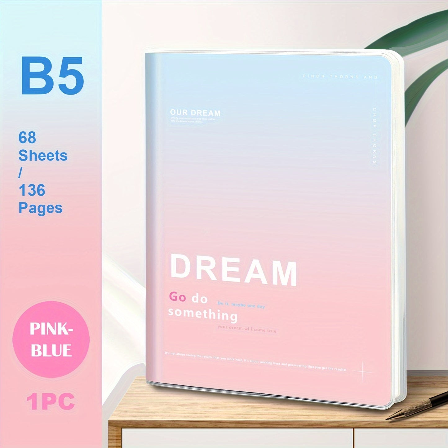 B5/A5 Waterproof Soft Cover Notebook – 136 Pages, Horizontal Line Journal