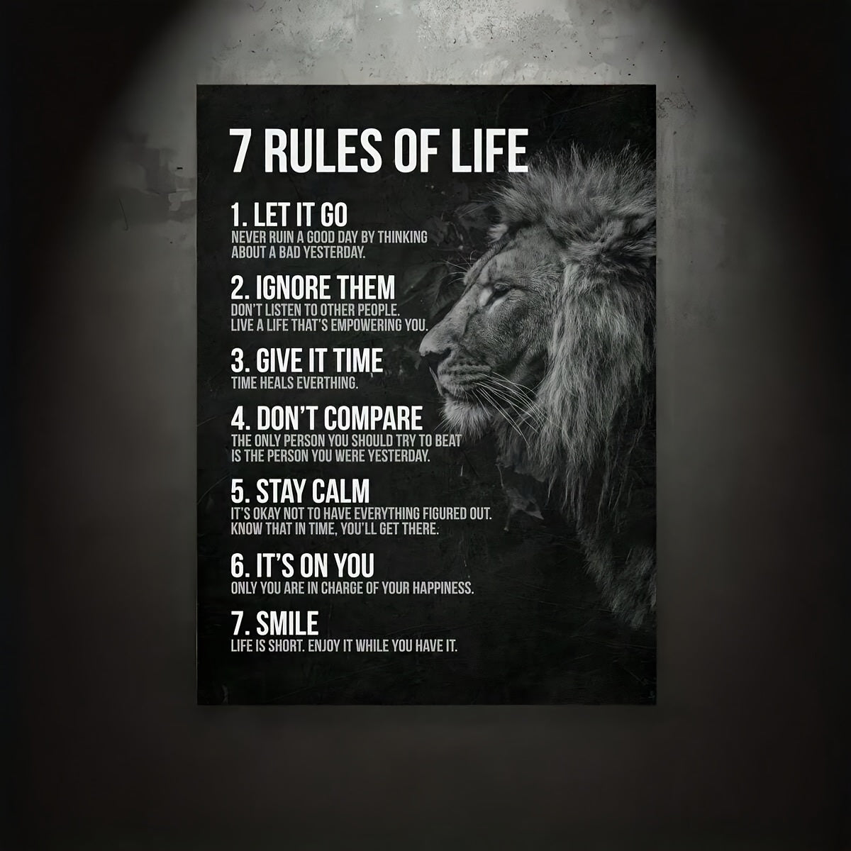 Framed “7 Rules of Life” Motivational Wall Art
