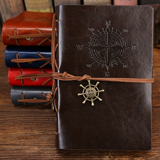 Vintage Pirate Anchors Spiral Notebook – Refillable PU Leather Journal