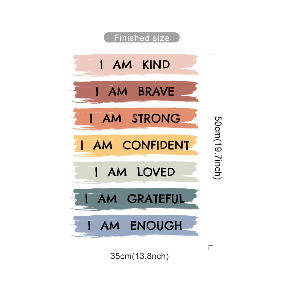 “I Am Kind, I Am Brave, I Am Loved” Wall Sticker