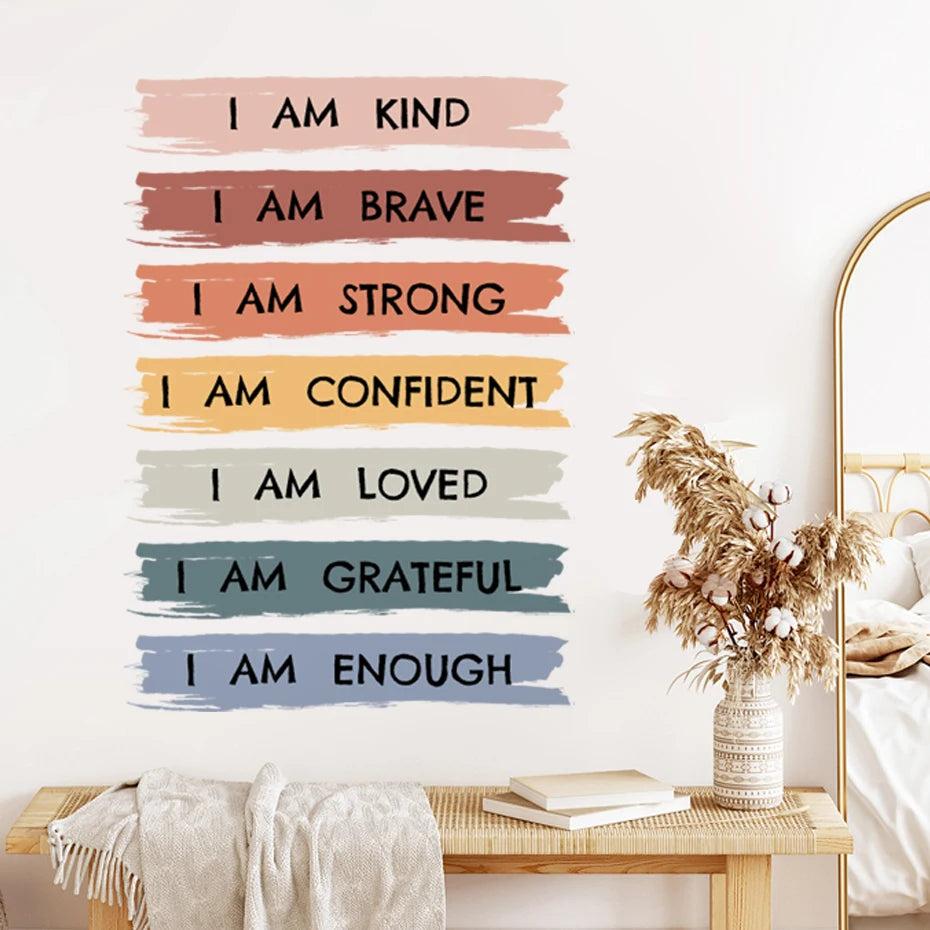 “I Am Kind, I Am Brave, I Am Loved” Wall Sticker