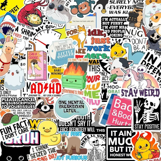 130 Funny Adult Quote Stickers – Waterproof Vinyl with Bold & Cheeky Sayings