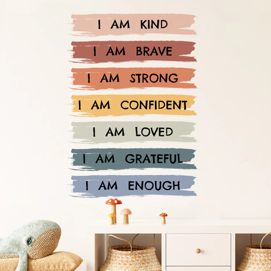 “I Am Kind, I Am Brave, I Am Loved” Wall Sticker