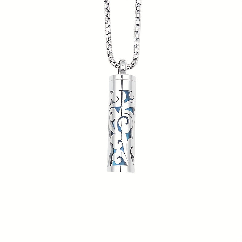 Stainless Steel Aromatherapy Diffuser Necklace – Floral Box Pendant for Essential Oils & Perfume