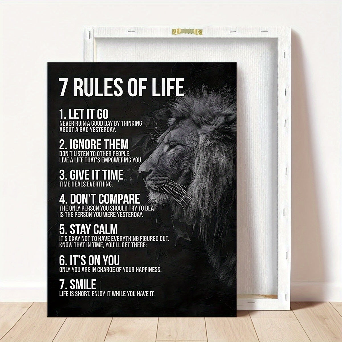 Framed “7 Rules of Life” Motivational Wall Art