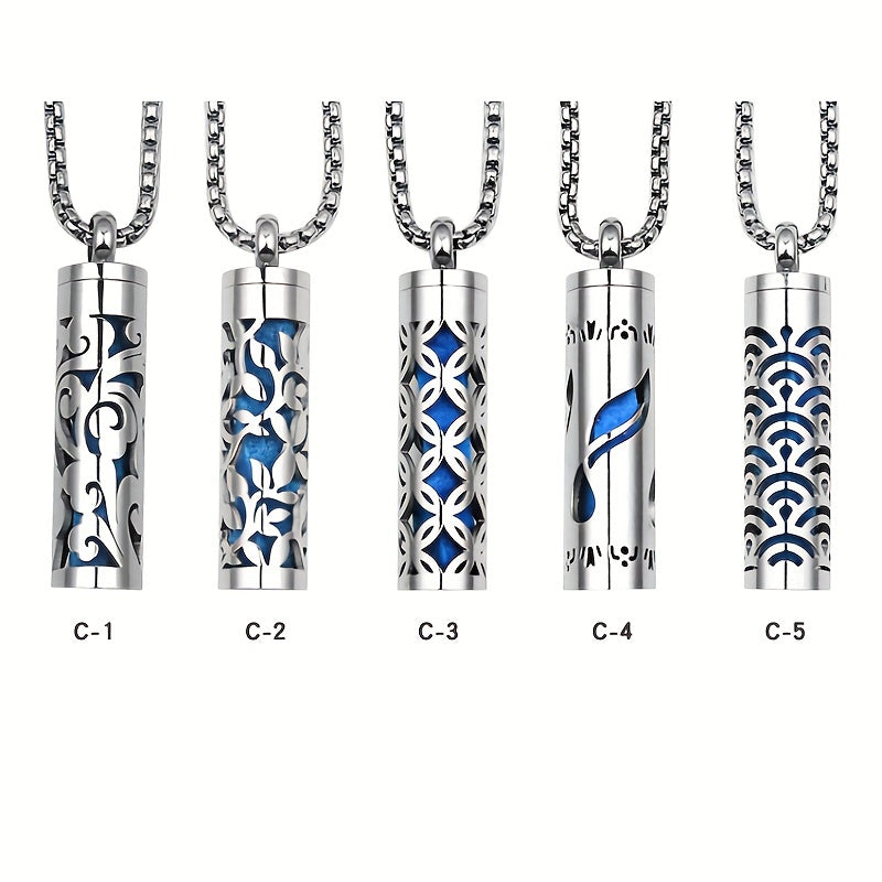 Stainless Steel Aromatherapy Diffuser Necklace – Floral Box Pendant for Essential Oils & Perfume