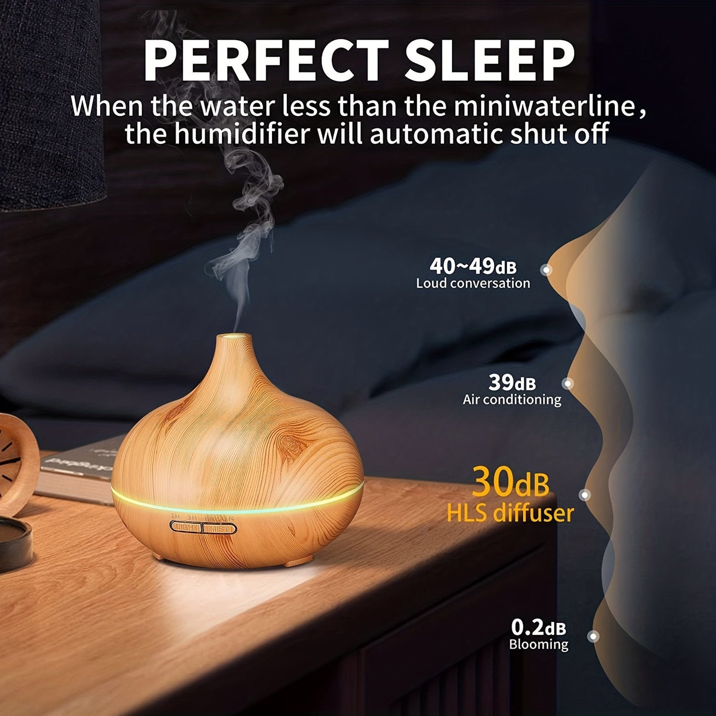 Aroma Diffuser – Large Room Ultrasonic Cool Mist Humidifier (Wood Color, 18.6 oz)