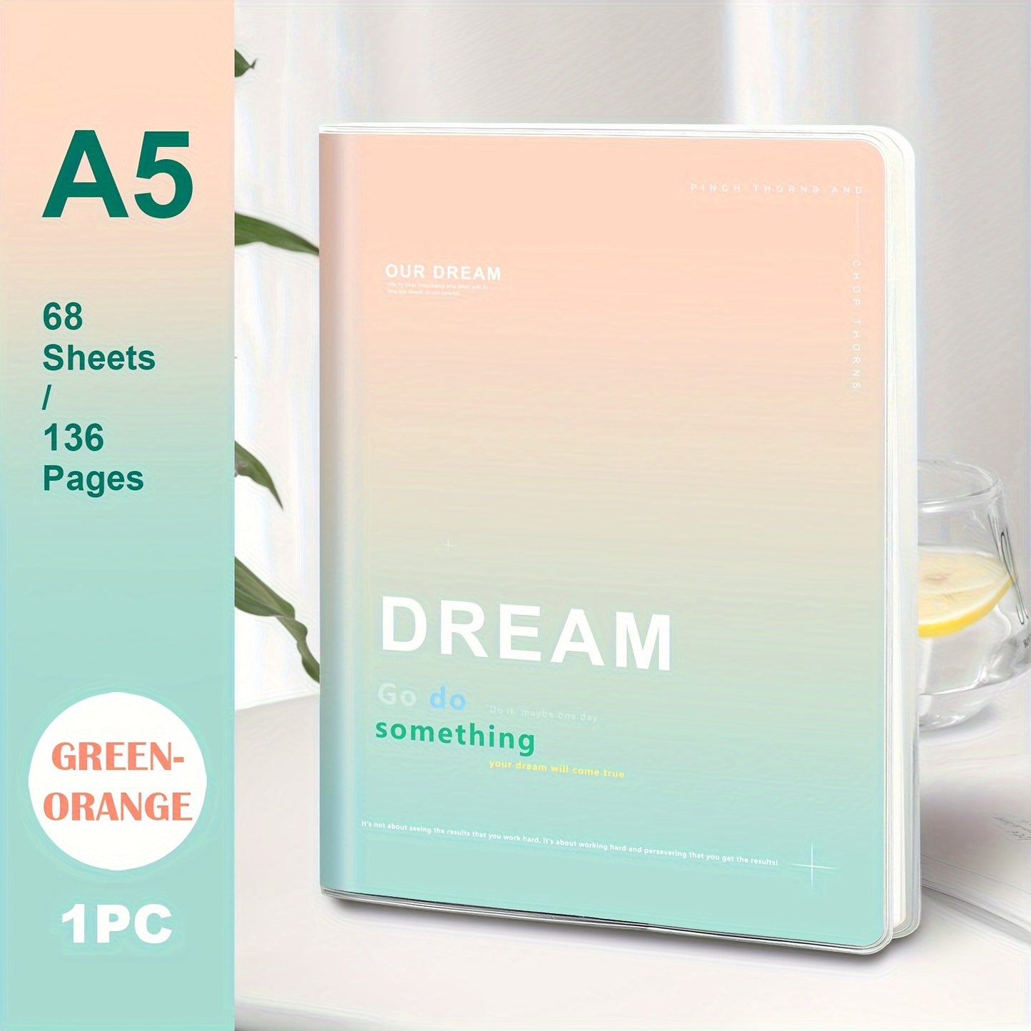 B5/A5 Waterproof Soft Cover Notebook – 136 Pages, Horizontal Line Journal