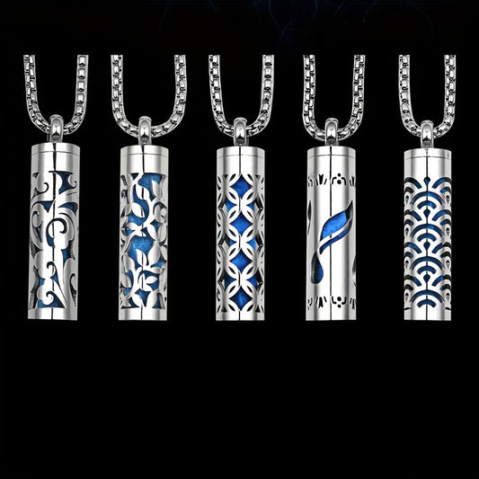 Stainless Steel Aromatherapy Diffuser Necklace – Floral Box Pendant for Essential Oils & Perfume
