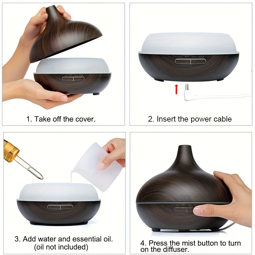 Aroma Diffuser – Large Room Ultrasonic Cool Mist Humidifier (Wood Color, 18.6 oz)